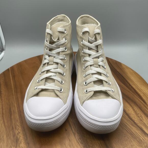 Converse CTAS All Star Lift Shoes Womens 10 Tan Canvas Hi Top Platform Sneakers - Picture 2 of 8